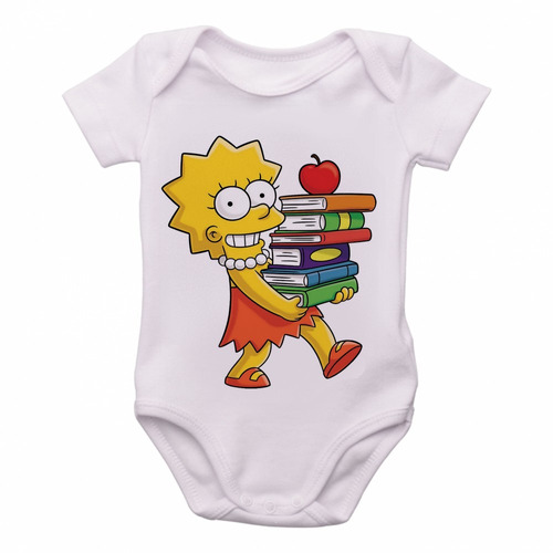 Body Infantil Roupa Bebê Nenê Simpsons Lisa Livros Filha