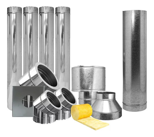 Kit De Caños De Pared Estufa Calefactor Tromen Acero Inox 6'