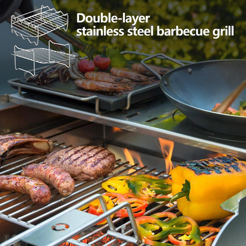 Parrillas Para Parrilla De Barbacoa Rejilla De Doble Capa De