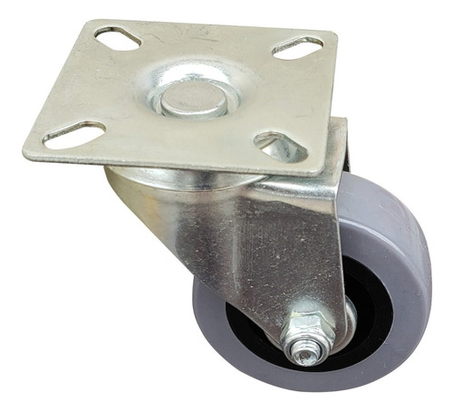 Imagen 4 de 10 de Rueda Giratoria Gris Pvc 50x18 Mm S/ Freno Con Buje De Acero