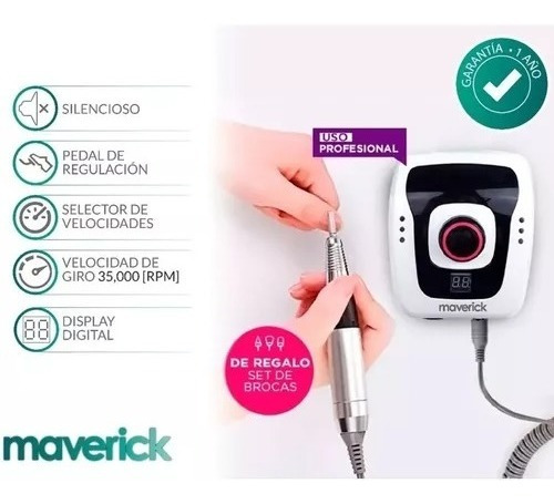 Imagen 6 de 7 de Torno Para Uñas Manicura Profesional Portatil Maverick