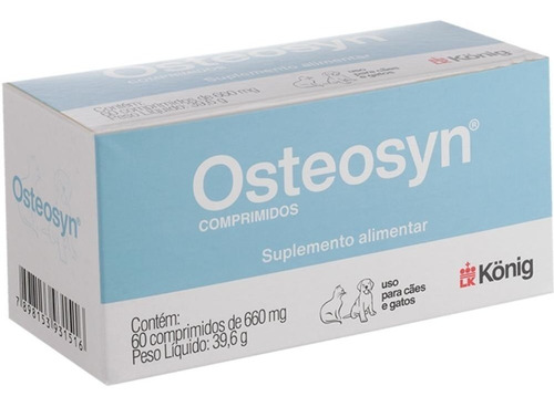 Osteosyn 660mg Vitaminas Cães e Gatos 60 Comprimidos Konig
