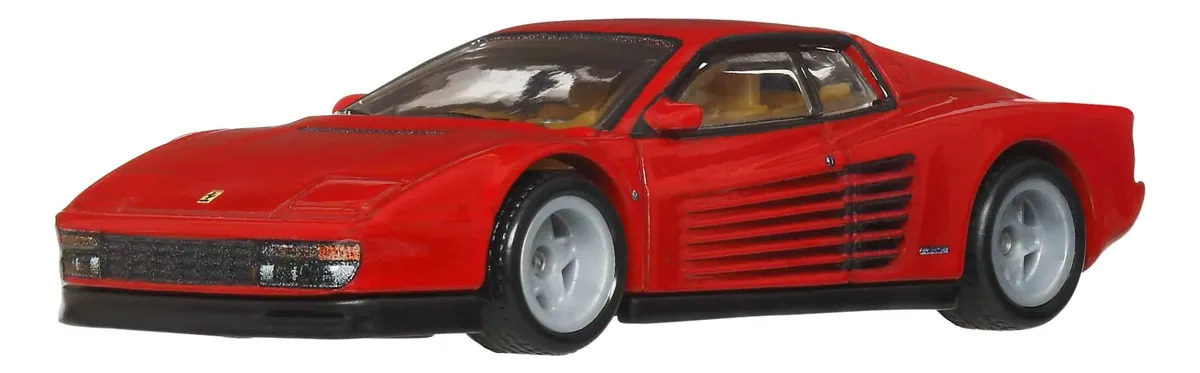 Hot Wheels Collector Cultura Automotriz Ferrari Testarossa, auto 1:64 Metal/Metal y Real Riders, para colección y exhibición, 3 años en adelante