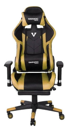 Silla de escritorio Daewoo Sniper DW-SGC003 gamer ergonómica  negra y dorada con tapizado de cuero sintético