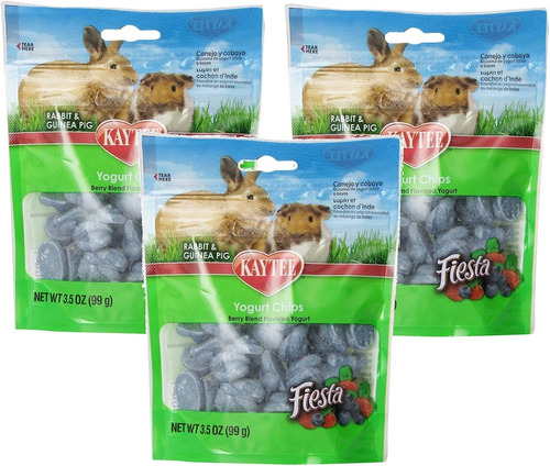 Kaytee 3 Pack Of Fiesta Mixed Berry Yogurt Chips For Rabbit