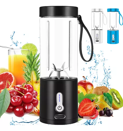  Juguera USB eléctrica con vaso de seguridad, mezclador de jugo  de fruta, mezcladora para Viaje, mini, portátil y recargable. Mezclador  jugos que tritura hielo, botella para agua de 14.2-17.9 onzas líquidas 