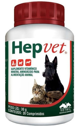 Hepvet Suplemento Para Cães E Gatos 30 Comp. Envio Imediato