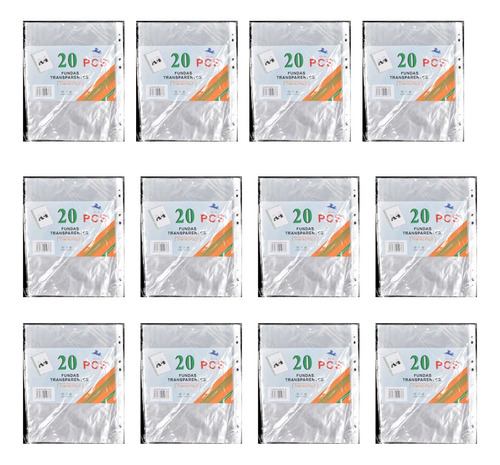 Pack De 12set 20 Fundas Protectoras Para Hojas A4 Documentos