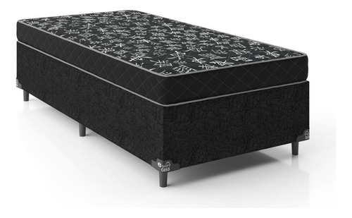 Cama Box Solteiro + Colchão D20 - Suede Preto