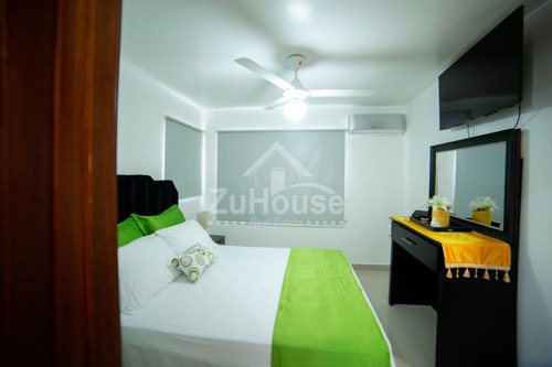 Penthouse Amueblado 3 Habitaciones/3 Baños/terraza/bbq Y Jacuzzi En Res. Con Piscina Santiago Ajda05 A