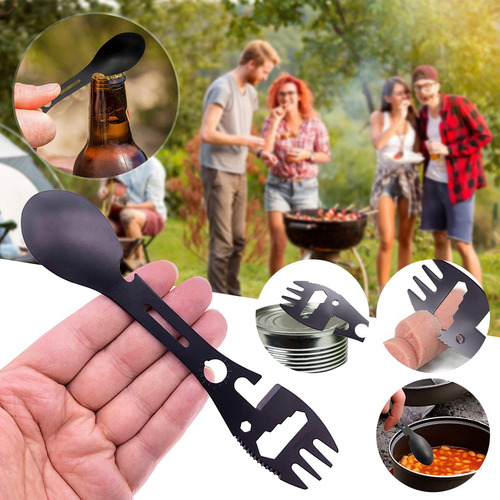 Tenedor, Cuchara Y Cuchillo Multifuncionales Para Acampar