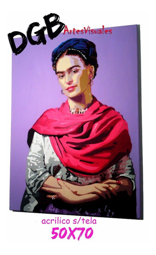 Frida Kahlo Cuadro Pintado A Mano 50x70 Certificado