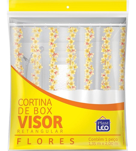 Cortina Para Box Vinil 135x200cm Plast Leo Com Visor Retangu