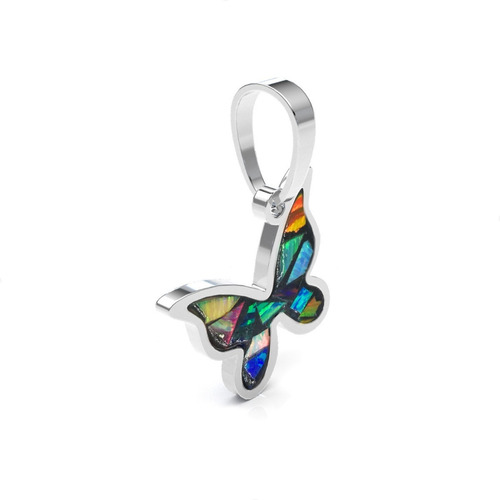 Imagen 2 de 9 de Dije Mariposa Opalo Y Plata 925 Mujer Agálea