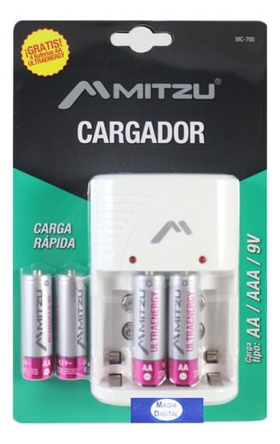 Cargador De Baterias 4 Pilas Aa Recargables 2500ma Mc-700
