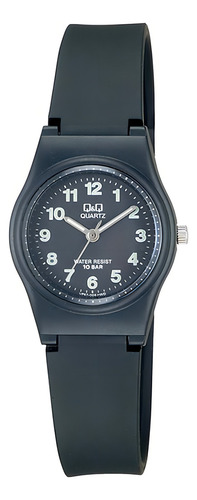 Reloj Q&q Análogo Waterproof 30mm Numeros Fluo Correa Negro Bisel Negro Fondo Negro