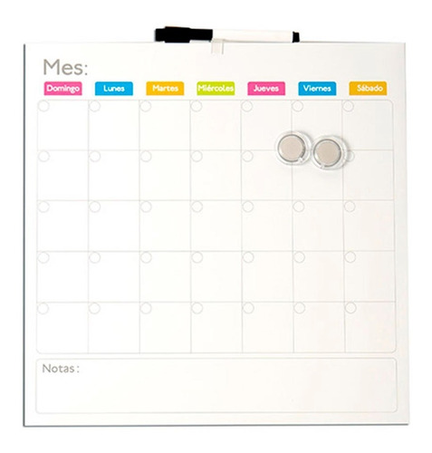 Pizarra Planner Magnética 35 X 35cm Marcador E Imanes Olami