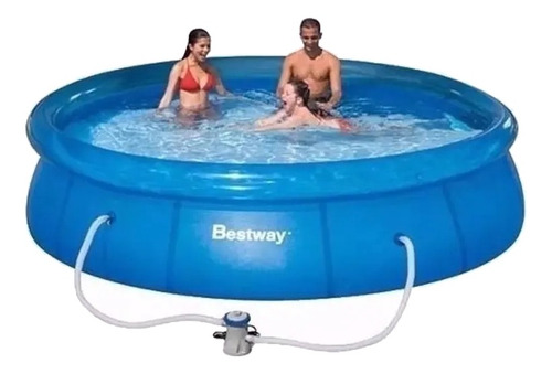 Imagen 1 de 1 de Pileta inflable redonda Bestway Fast Set 57112 de 366cm x 76cm 5377L azul