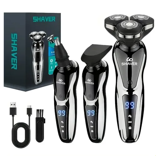 Barbeador Elétrico Recarregável Usb Masculino Silvery Three-in-one