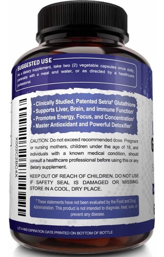 Liposomal Glutathione 700 Mg 60 Capsulas Absorcion Mejorada