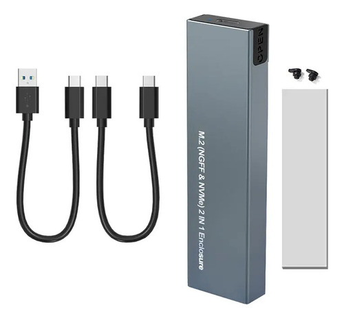 Cofre Ssd M.2 Nvme & Sata 2en1 10gbps Cables Usb-3.1 Y Usb-c