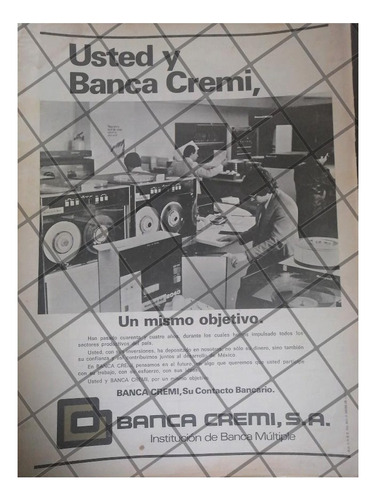 Afiche Retro Banco Banca Cremi 1978 /16