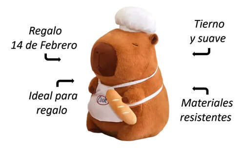 Lj Peluche De Peluche Capibara Chef, Grande, Suave, Mueco,