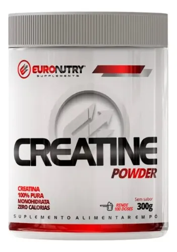Creatina Monohidratada 100% Pura Euronutry 300g Suplemento em Pó Sem Sabor