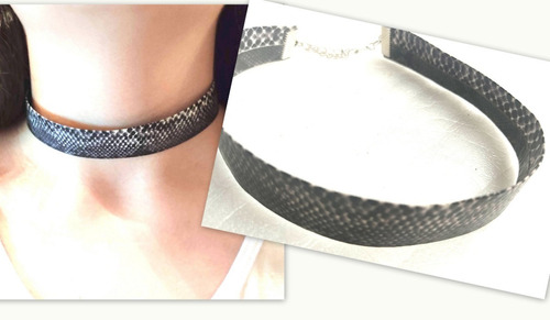 Collar Choker Gargantilla Símil Cuero Animal Print Reptil 