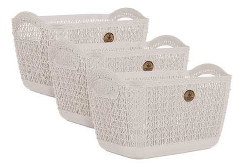 Set 3 Canastas Mitril Med Resistentes Organizadoras 18x19x29 Blanco Niebla Mitril Med