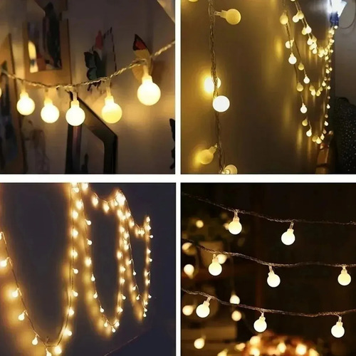 Carga Solar Luces Led De 80 Focos De 15m Para Navidad