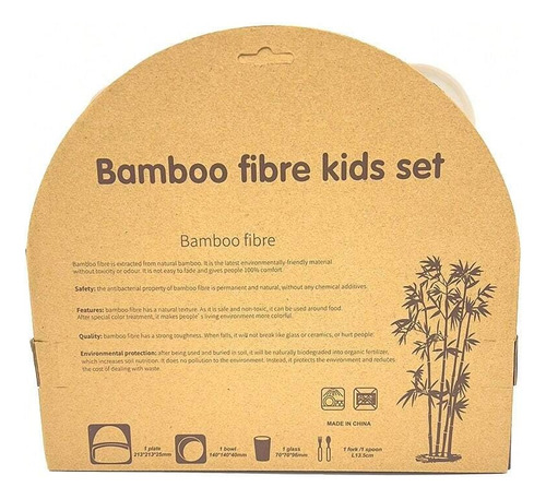 5 Set De Vajilla De Fibra De Bambú De Caricatura Para Niños
