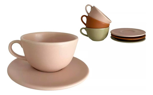 Set X4un Taza Te Cafe  C/plato Ceramica Calidad Premium 