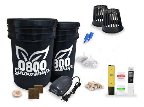 Kit Hidroponia Completo Balde 20l Duo Con Medidor Ph Y Ec