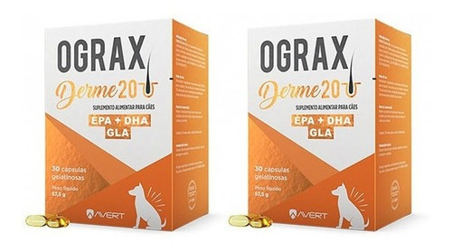 Ograx Derme 20 C/ 30 Cápsulas Cães Avert - Kit 2 Caixas