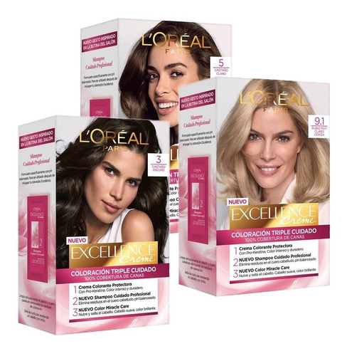 Imagen 6 de 7 de Excellence Creme Loreal Coloración En Crema Tintura Kit