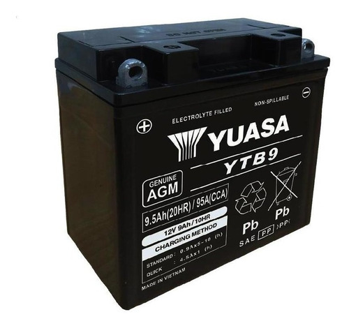 Imagen 1 de 2 de Bateria Moto Yuasa Ytb9 Gel = 12n9-4b1 Rouser 180 220 Fas