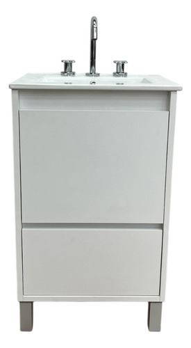 Mueble Baño Tango Pie Mesada Vanitory Bacha Loza 60 Blanco