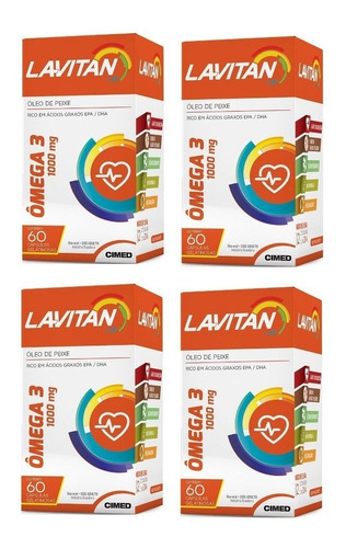 4 Potes Lavitan Omega 3 C/60 Cáp - Melhor Que Catarinense