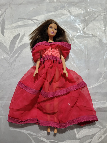 Muñeca Barbie Del Año 90 Style Con Vestido Rojo