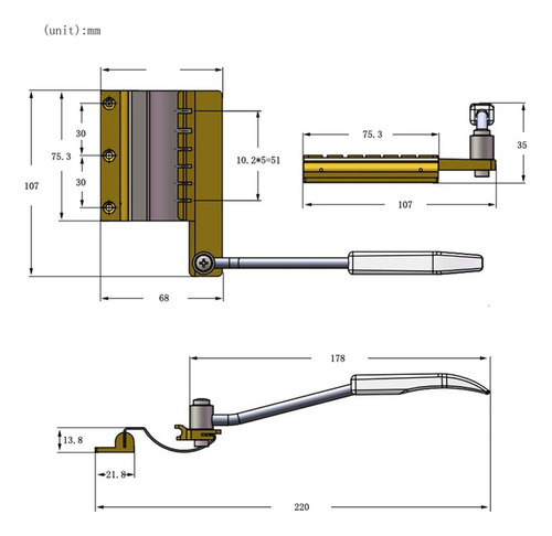 Vibrola Mecanismo Brazo Trémolo Puente Reemplaza For Sg Lp