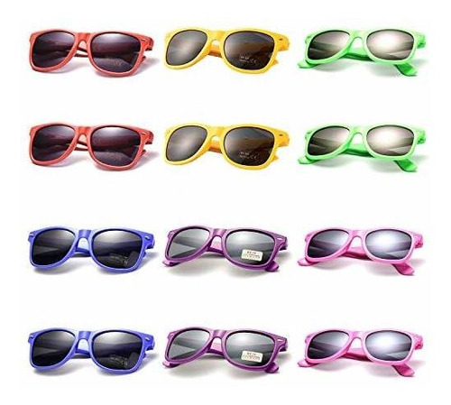 Lentes De Sol - 12 Pcs Wholesale Neon Color Party Sunglasses