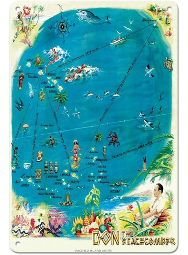 Mapa De Las Islas Polinesias - Don The Beachcomber Tiki Bar 