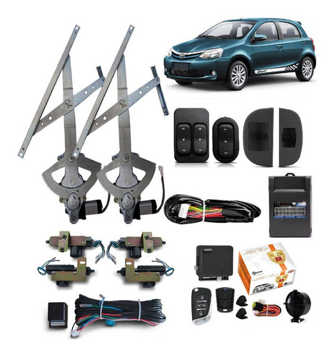 Kit Vidro Eletrico Etios 2014 2015 Dia Trava Alarme Canivete