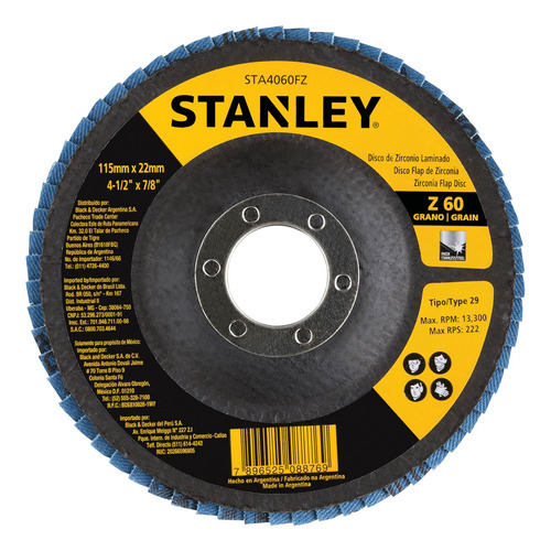 Disco sobreposto de zircônio Stanley STA4060fz 4.5, cor prateada