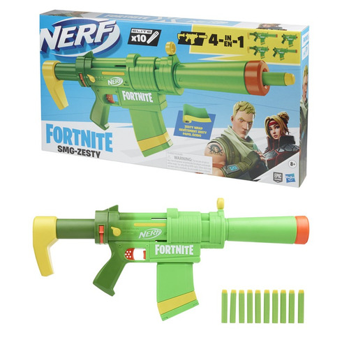 Lanzador Nerf Fortnite Smg Zesty 4 En 1 Con 10 Dardos