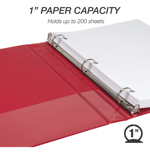 Carpeta De 3 Anillos 1 Pulgada Color Rojo Para 200 Hojas