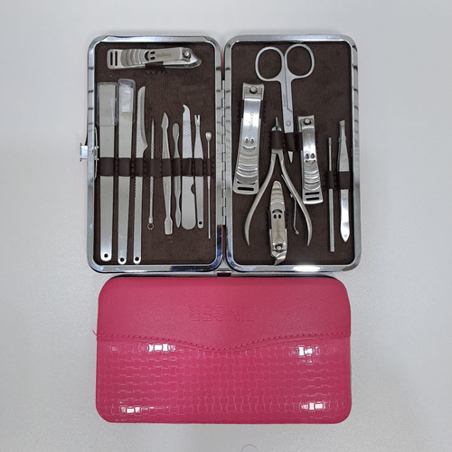 Set Manicure Pedicure Estuche 17 En 1 Kit Acero Inoxidable 