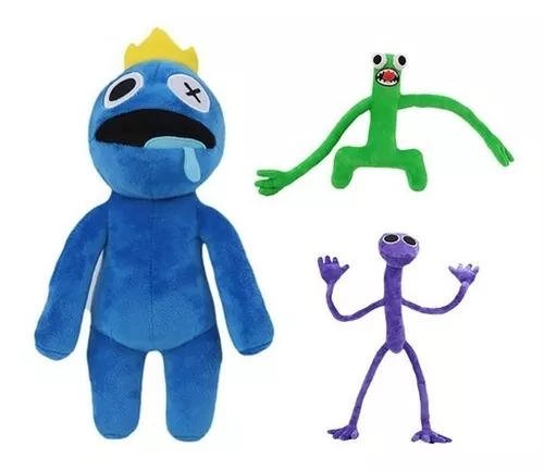 Kit 3 Pelúcia Boneco Azul Babão, Verde e Laranja Roblox Rainbow