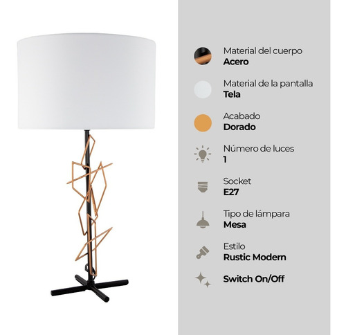 Lámpara De Mesa Moderna Negro Matte E26 60w 1 Luz
